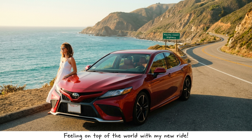 caption for new car
