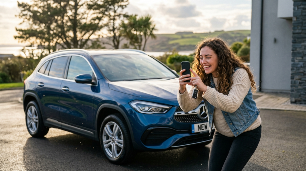 caption for new car